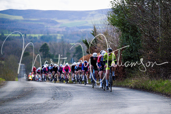 Lap 3 - the race is all together again and several riders try their hand on the first climb