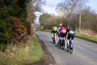 Lap 3 - Jacob Smith, Louise Moore and Alex Mutter get a few metres off the front