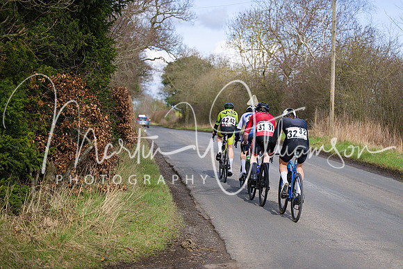 Lap 3 - Jacob Smith, Louise Moore and Alex Mutter get a few metres off the front